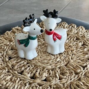 Festive Reindeer Salt and Pepper Shakers NWOT